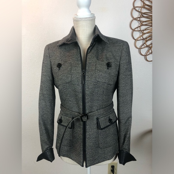 WWorth Wool/silk/leather blazer. Size 2 - Picture 1 of 5
